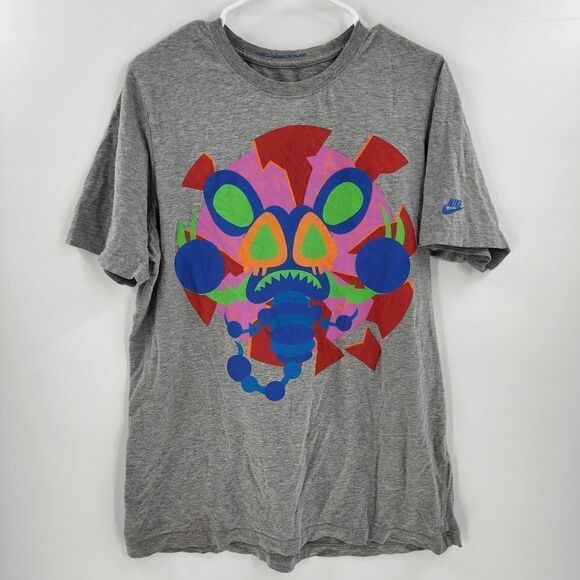 Nike rare casette playa collectable collab tshirt large slim fit gray fear no ev - Picture 1 of 3